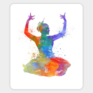 indian woman dancer dancing silhouette in watercolor Magnet